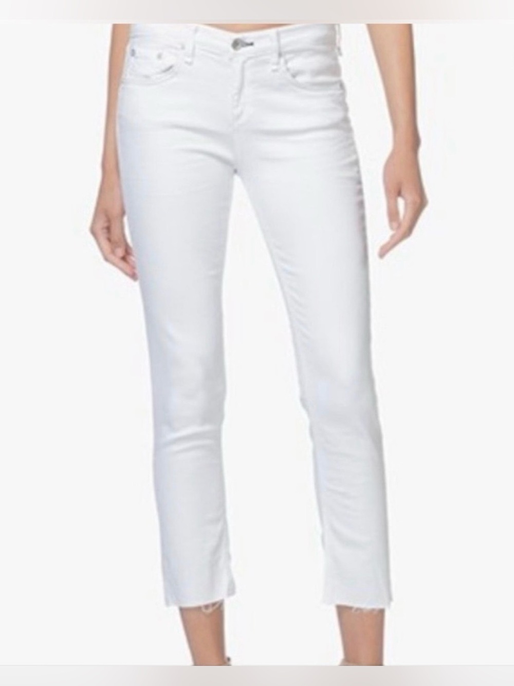 Rag & Bone Women's Dre Capri Jeans White 26 Low Rise Raw Hem Stretch Denim